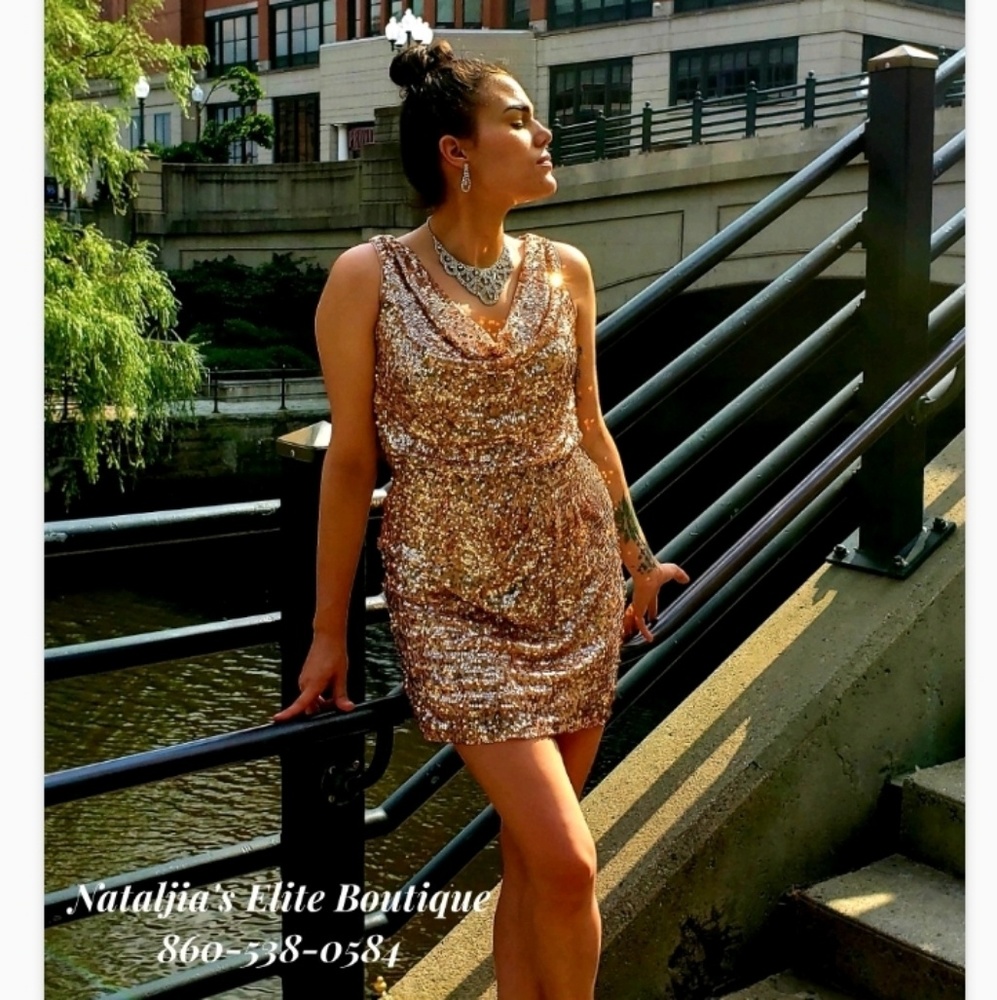 Gold Sequin Dress Size Med.